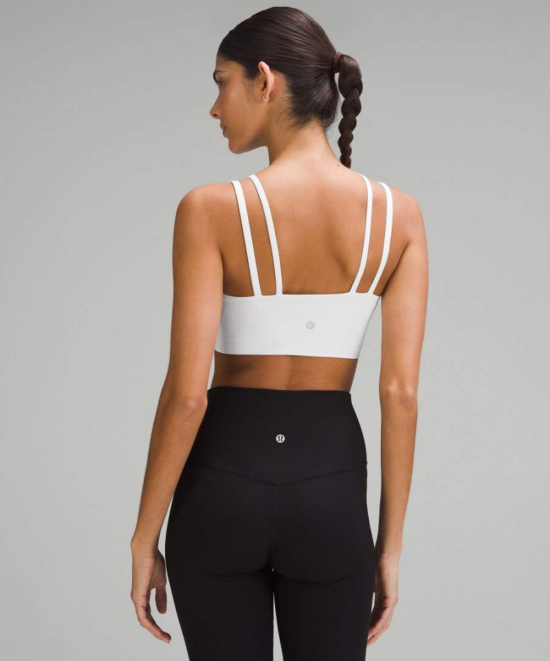 Lululemon Like a Cloud Riemchen Longline Gerippt Bra Light Support, B/C Cup Sport BH Damen Weiß | 4152UTCQX