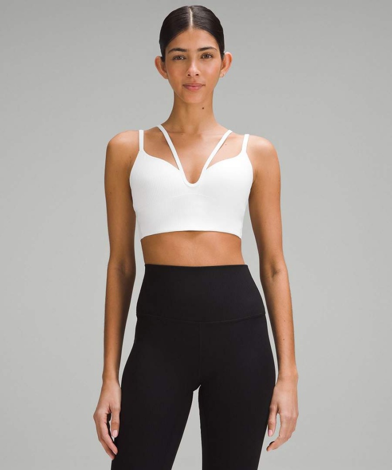 Lululemon Like a Cloud Riemchen Longline Gerippt Bra Light Support, B/C Cup Sport BH Damen Weiß | 4152UTCQX