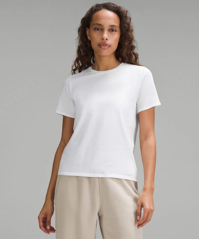 Lululemon Love Organic Baumwoll Gerade-Hem Crewneck T-shirts Damen Weiß | 7346QZCWB