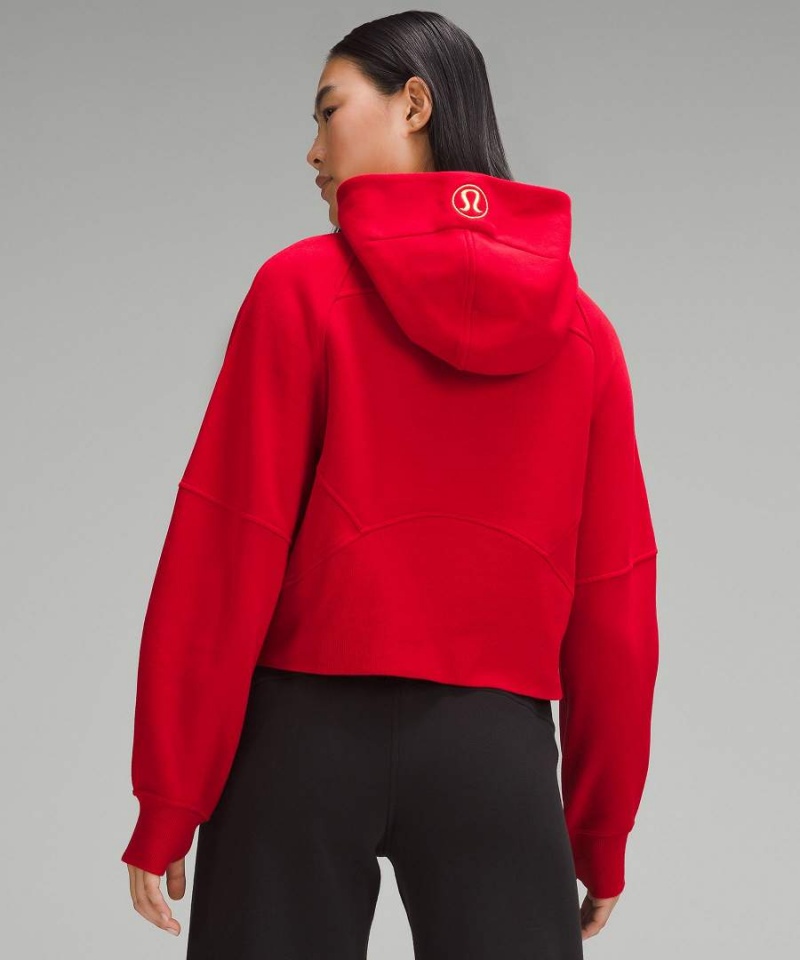 Lululemon Lunar New Year Scuba Oversized Half-Zip Hoodie Damen Dunkelrot | 8041PXGYI