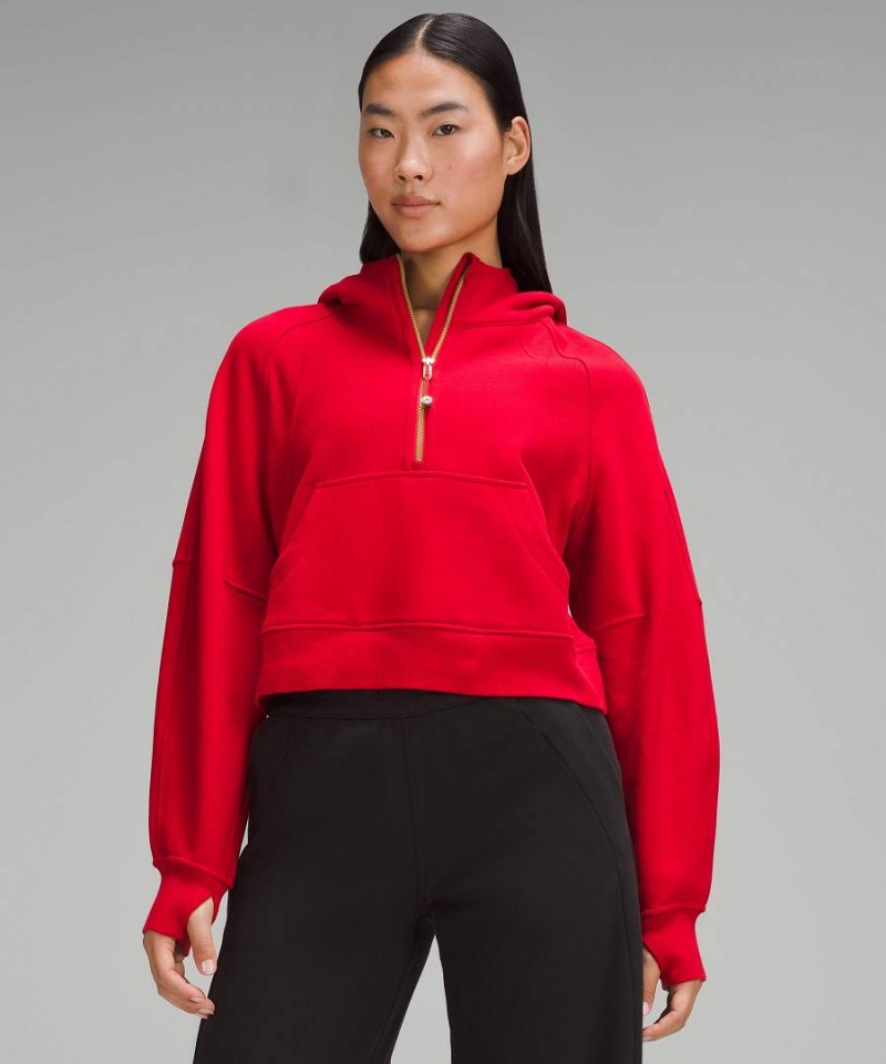 Lululemon Lunar New Year Scuba Oversized Half-Zip Hoodie Damen Dunkelrot | 8041PXGYI