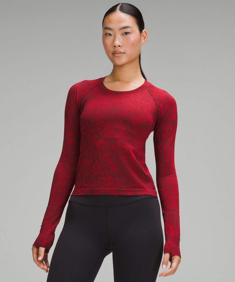 Lululemon Lunar New Year Swiftly Tech 2.0 Race Length Langarmhemd Damen Dunkelrot | 8326GDICH