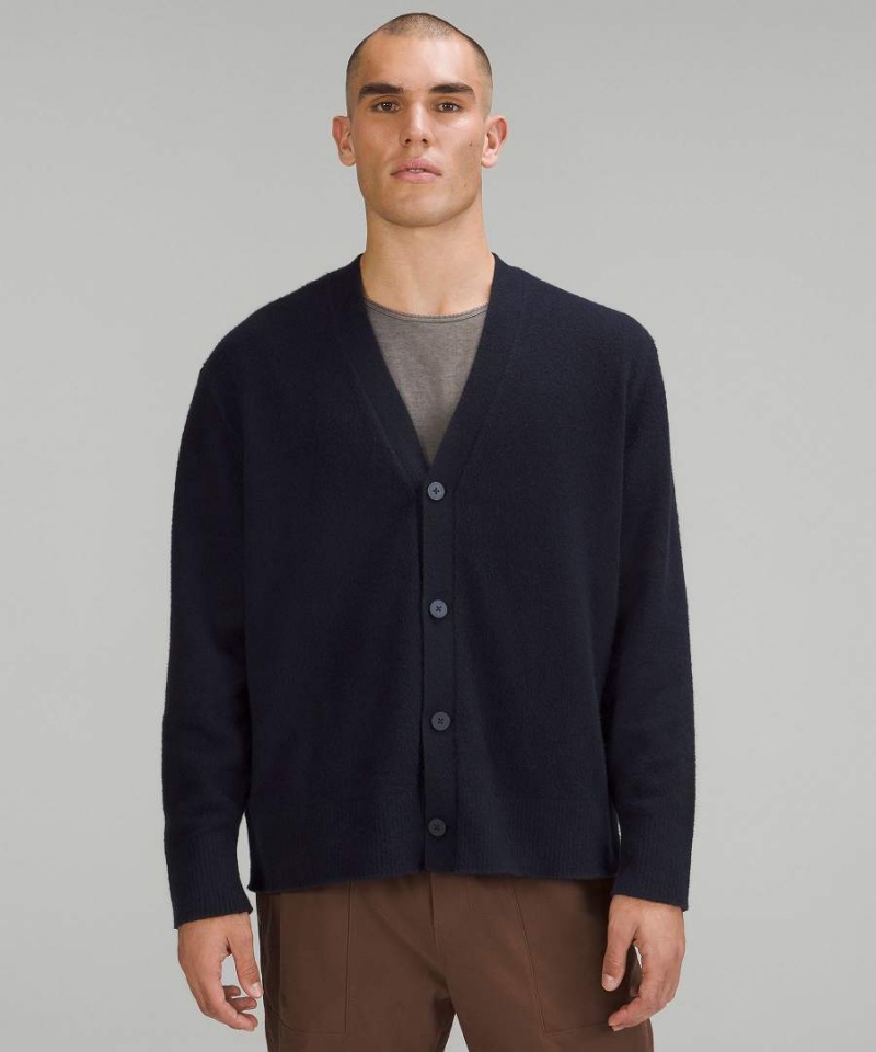 Lululemon Merino Wolle-Blend Cardigan Pullover Herren Navy | 7429IMEPB