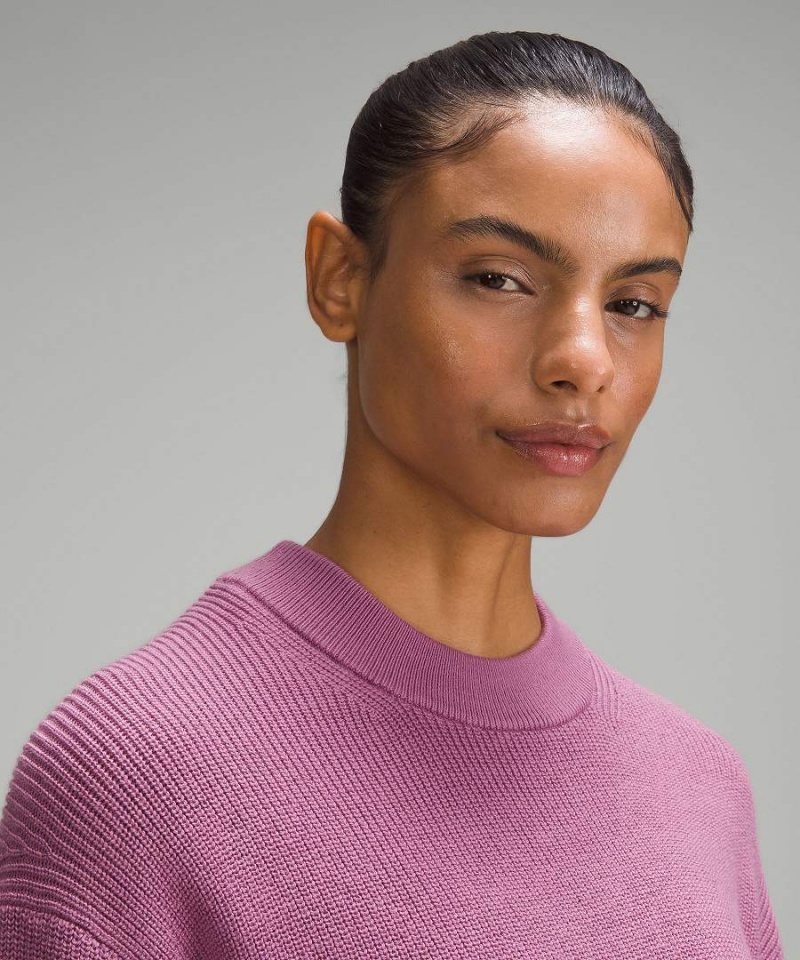 Lululemon Merino Wolle-Blend Gerippt Crewneck Pullover Damen Lila | 5284VZPJS