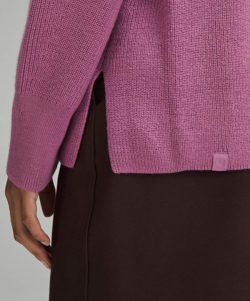 Lululemon Merino Wolle-Blend Gerippt Crewneck Pullover Damen Lila | 5284VZPJS