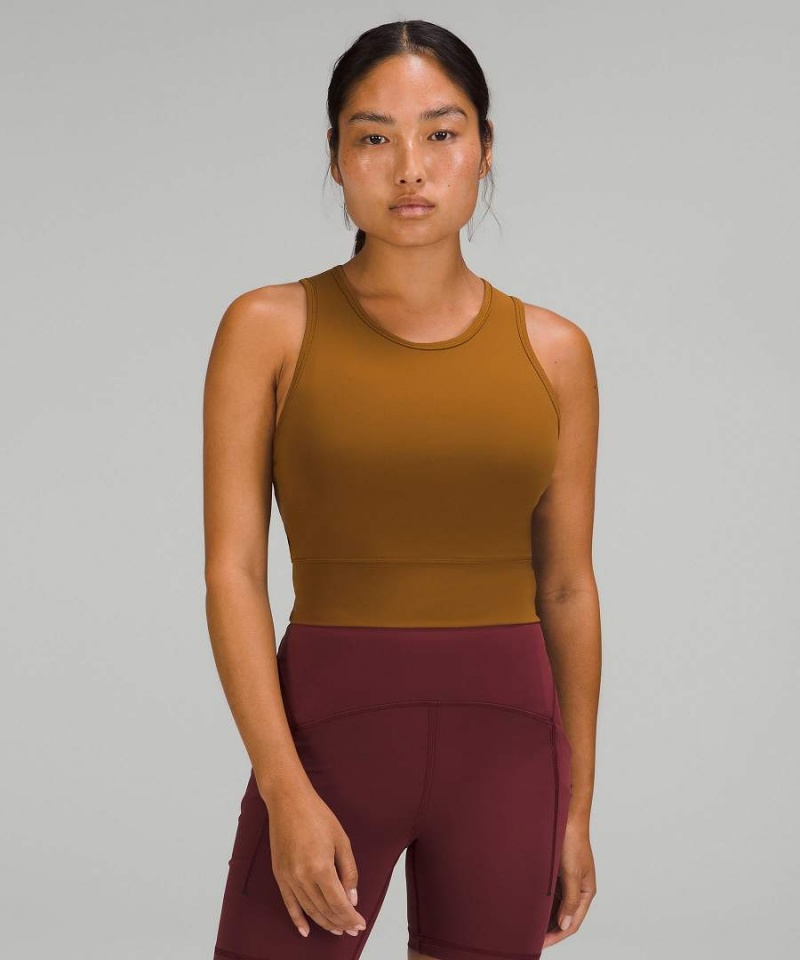 Lululemon Mesh-Back Sport Cropped Tanktop Damen Khaki | 4268EXADU