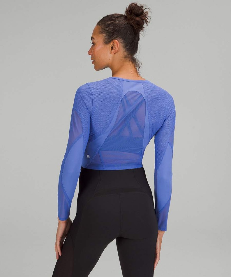 Lululemon Mesh Panelled Sport Langarmhemd Damen Indigo | 9784WMYST