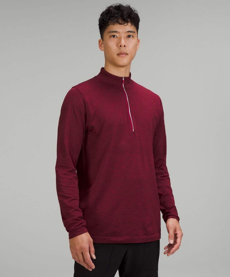 Lululemon Metal Vent Tech Midweight Half Zip Sweatshirts Herren Bordeaux Rot Bordeaux | 4301JXKDB