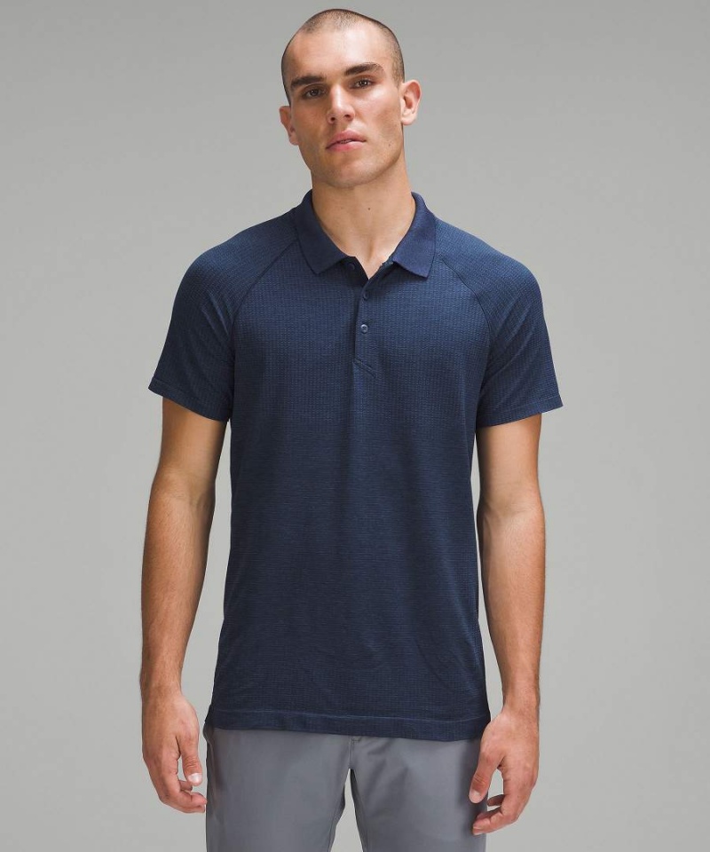 Lululemon Metal Vent Tech Polo Shirts Herren Blau Navy | 5074UQZBH