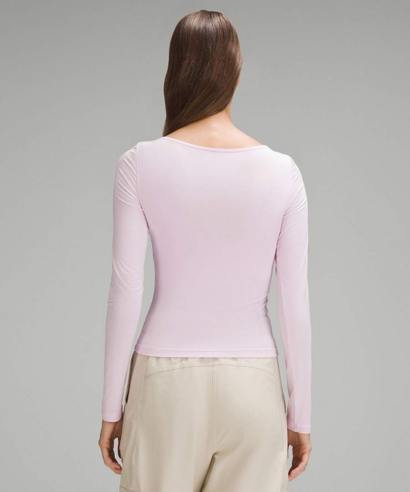 Lululemon Modal-Silk Blend V-Neck Langarmhemd Damen Rosa | 1362YNIZT