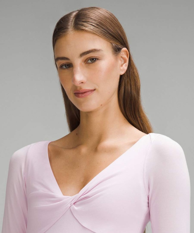 Lululemon Modal-Silk Blend V-Neck Langarmhemd Damen Rosa | 1362YNIZT