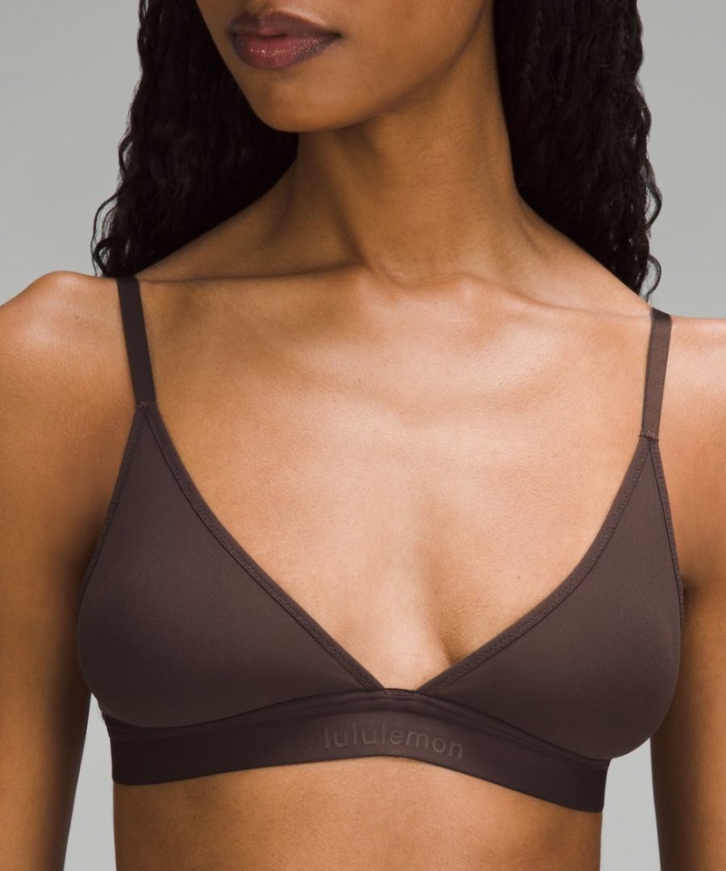 Lululemon Nulu Mesh Logo Triangle Bralette A/B Cup Sport BH Damen Schokolade | 8049AZTLS