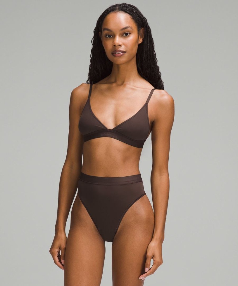 Lululemon Nulu Mesh Logo Triangle Bralette A/B Cup Sport BH Damen Schokolade | 8049AZTLS