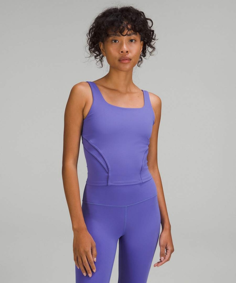 Lululemon Nulu and Mesh-Back Shelf-Bra Yoga Tanktop Damen Indigo Blau | 7850WRJPK