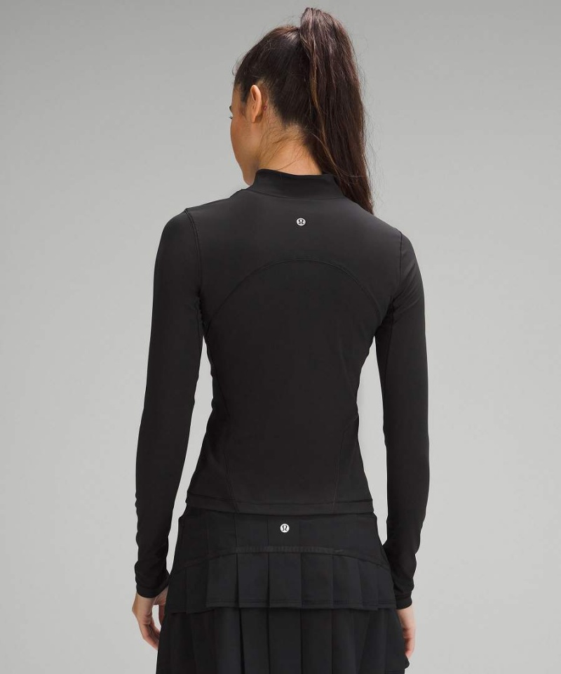 Lululemon Nulux Mockneck Langarmhemd Damen Schwarz | 9827BDQHX