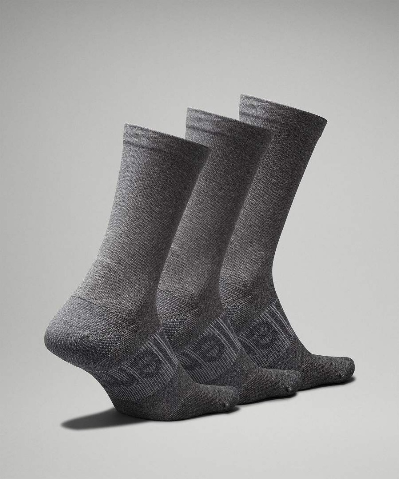 Lululemon Power Stride Crew 3 Pack Socken Herren Grau | 1389UZVWF