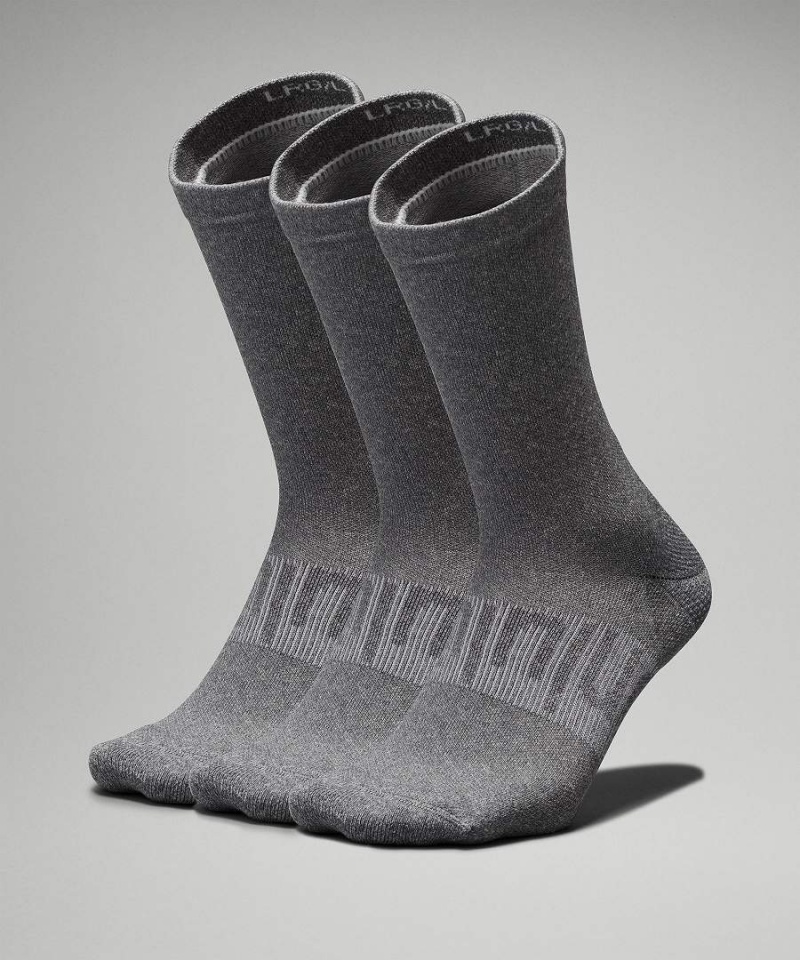 Lululemon Power Stride Crew 3 Pack Socken Herren Grau | 1389UZVWF