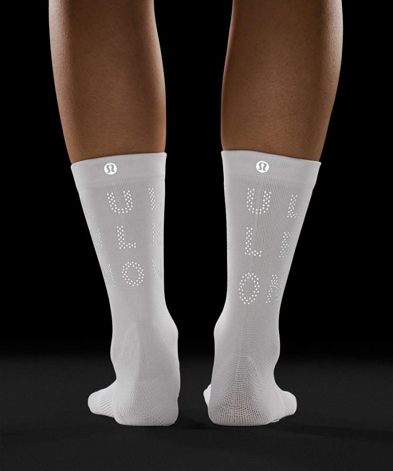 Lululemon Power Stride Crew Reflective Socken Damen Gelb | 8750VOEDH