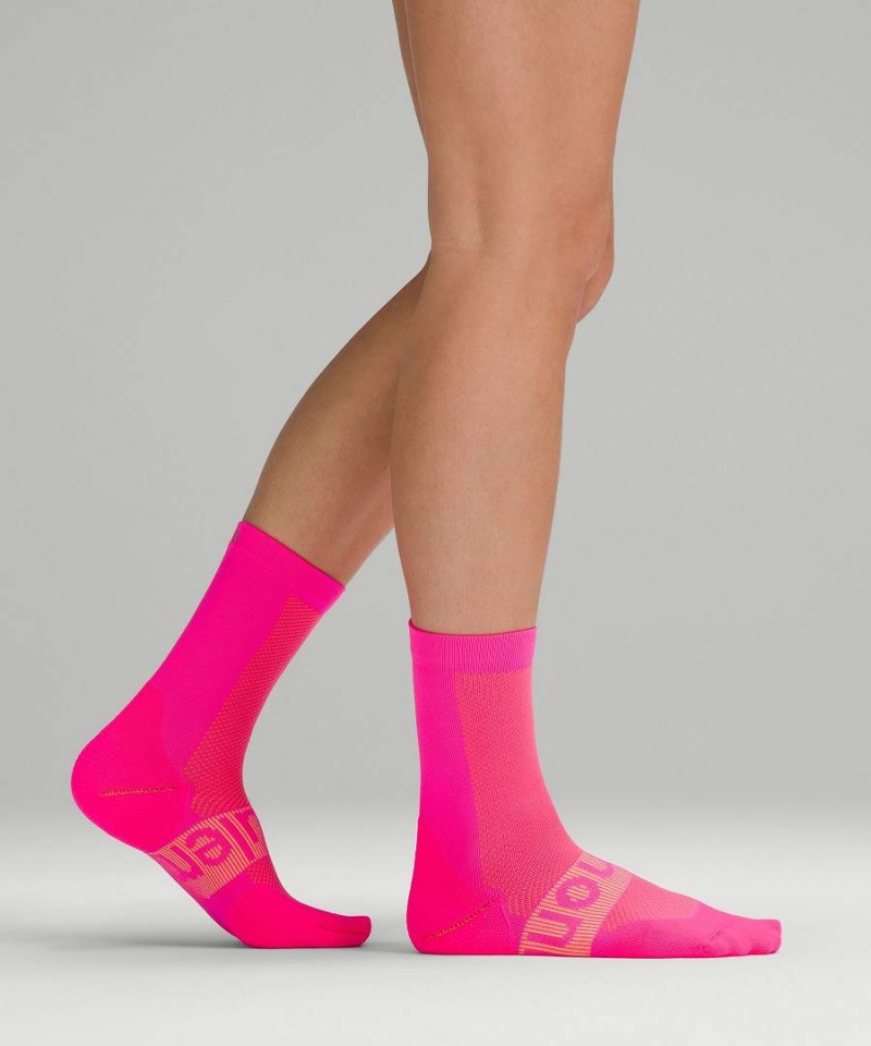 Lululemon Power Stride Crew Socken Damen Rosa Orange | 1584MAGUI