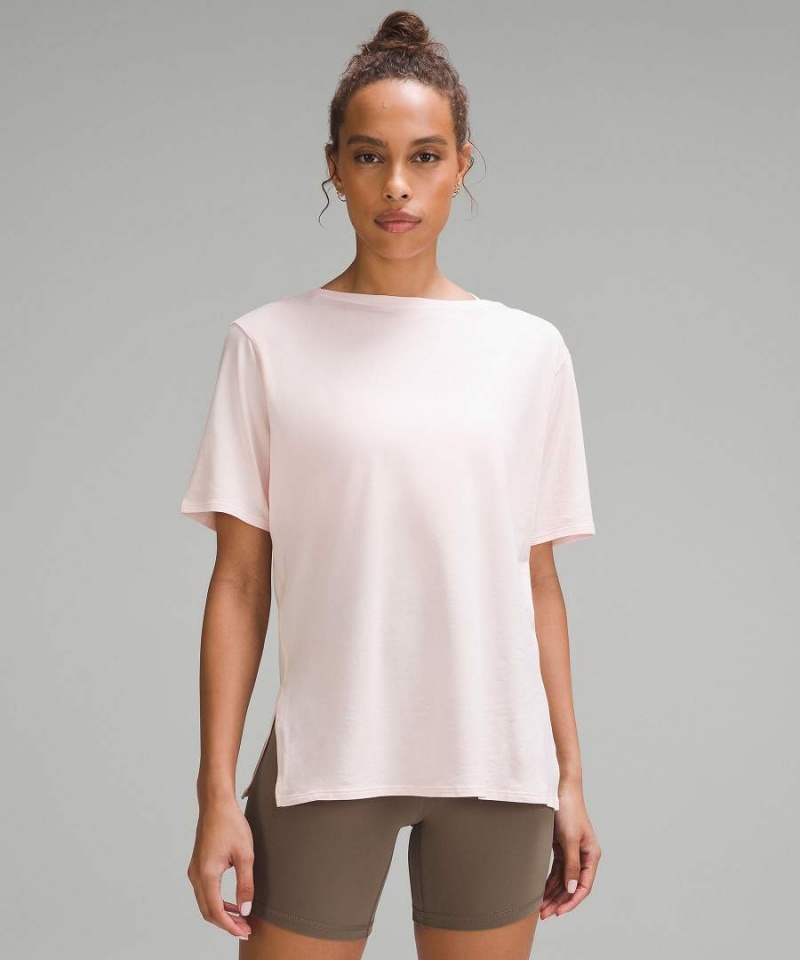 Lululemon Relaxed-Fit Boatneck T-shirts Damen Hellrot | 9841ABSTE