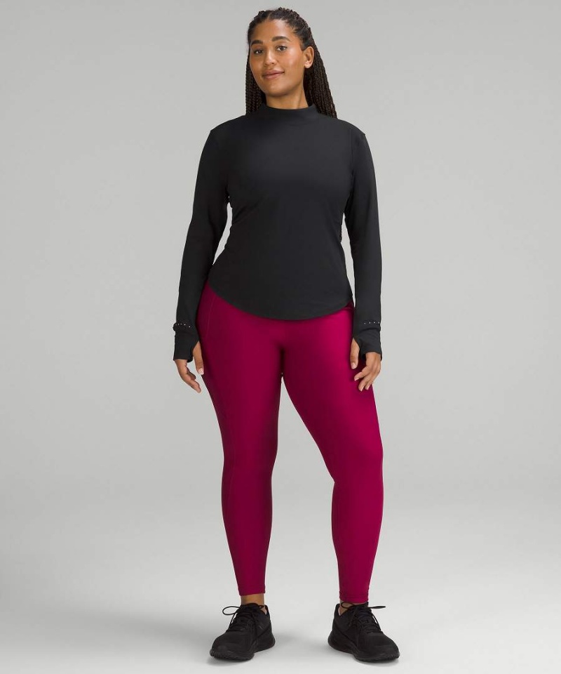 Lululemon Rulu Lauf Mockneck Langarmhemd Damen Schwarz | 7149LFOHM