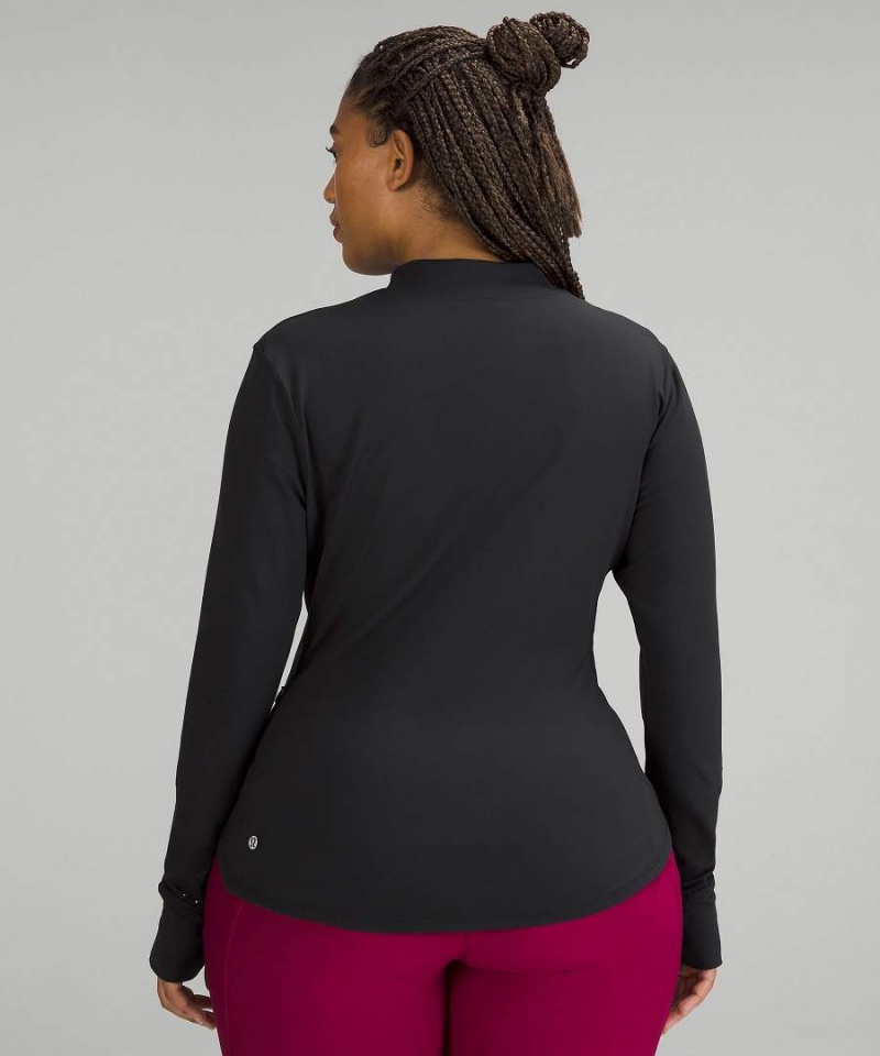 Lululemon Rulu Lauf Mockneck Langarmhemd Damen Schwarz | 7149LFOHM