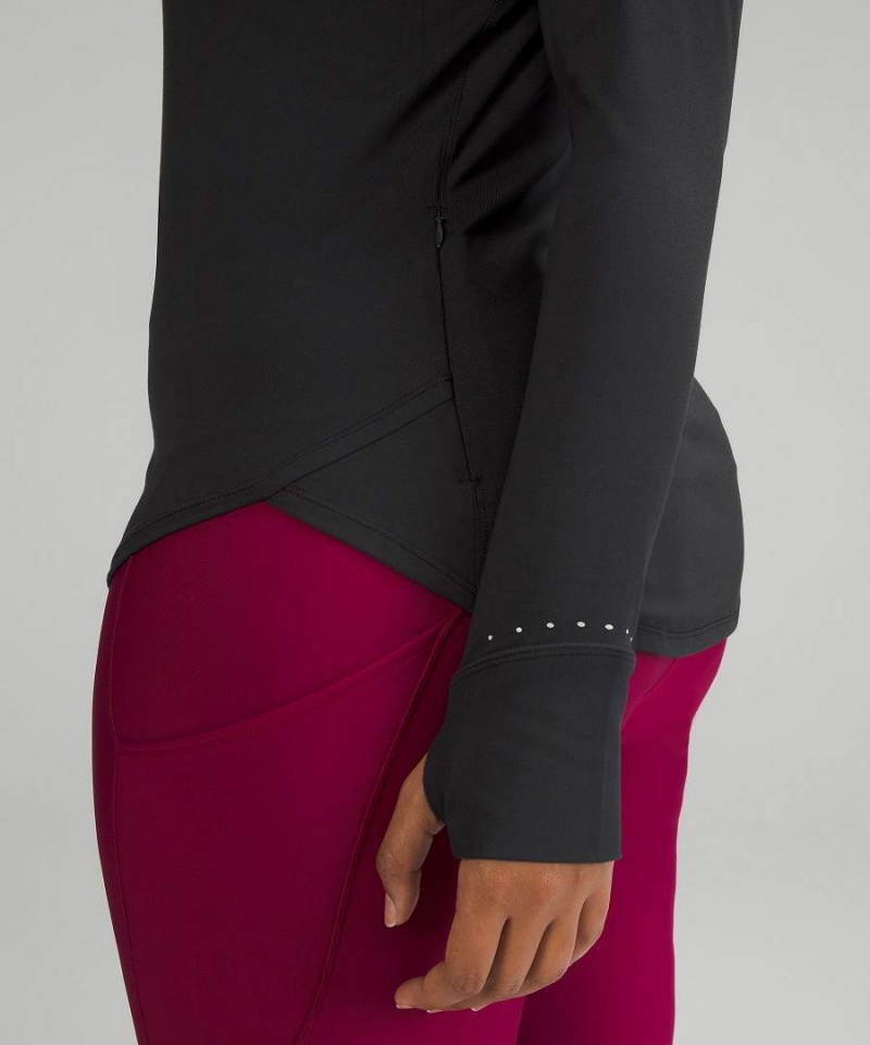 Lululemon Rulu Lauf Mockneck Langarmhemd Damen Schwarz | 7149LFOHM