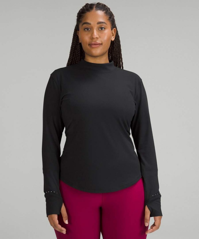 Lululemon Rulu Lauf Mockneck Langarmhemd Damen Schwarz | 7149LFOHM