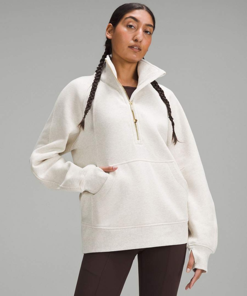 Lululemon Scuba Oversized Funnel-Neck Half Zip Long Sweatshirts Damen Beige Gold | 5840LEMHT