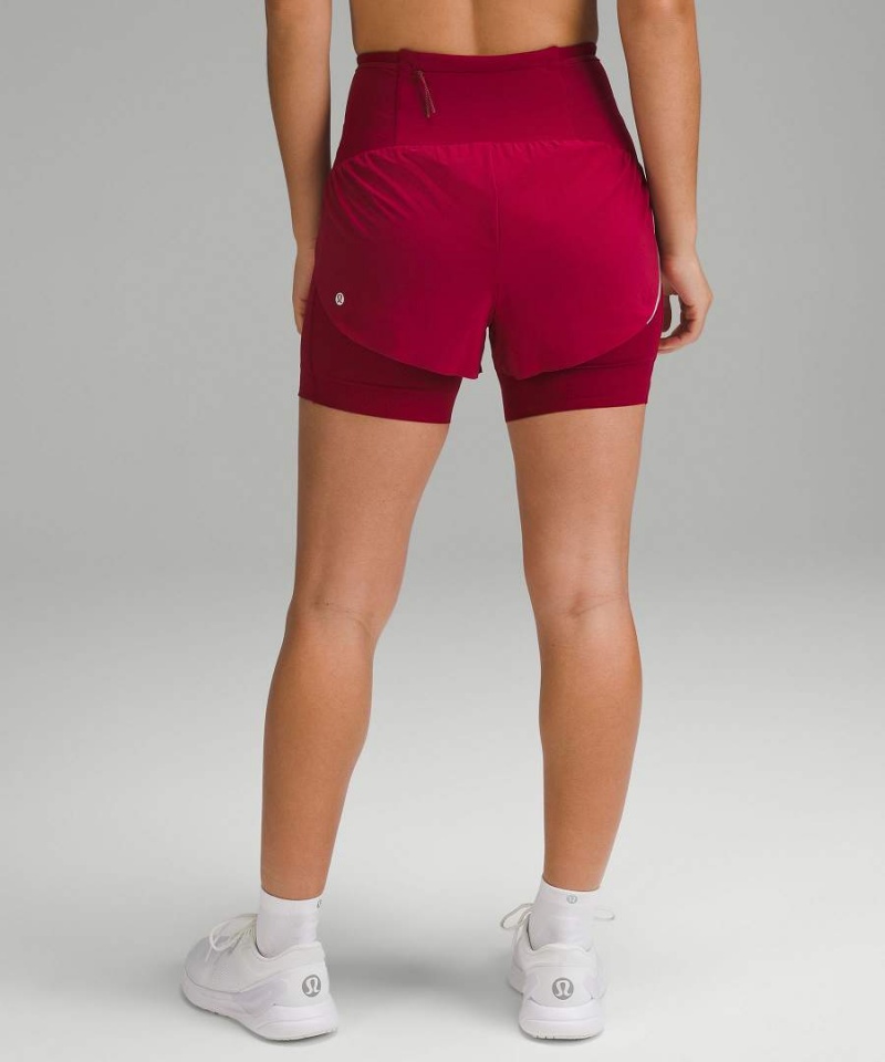 Lululemon SenseKnit Composite High-Rise Lauf Kurze Hose Damen Bordeaux | 5903DELHV