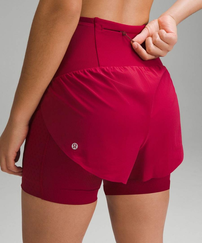 Lululemon SenseKnit Composite High-Rise Lauf Kurze Hose Damen Bordeaux | 5903DELHV