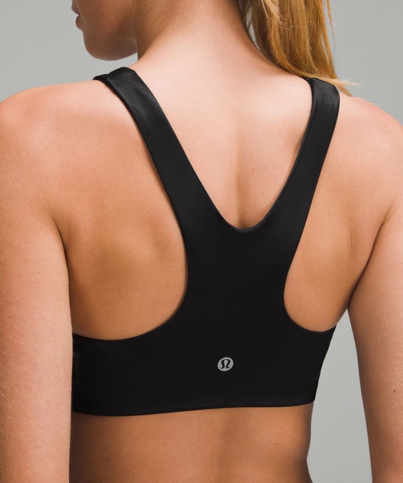 Lululemon Shine Racerback Train Bra Medium Support, A/B Cup Sport BH Damen Schwarz | 5746AQDIP