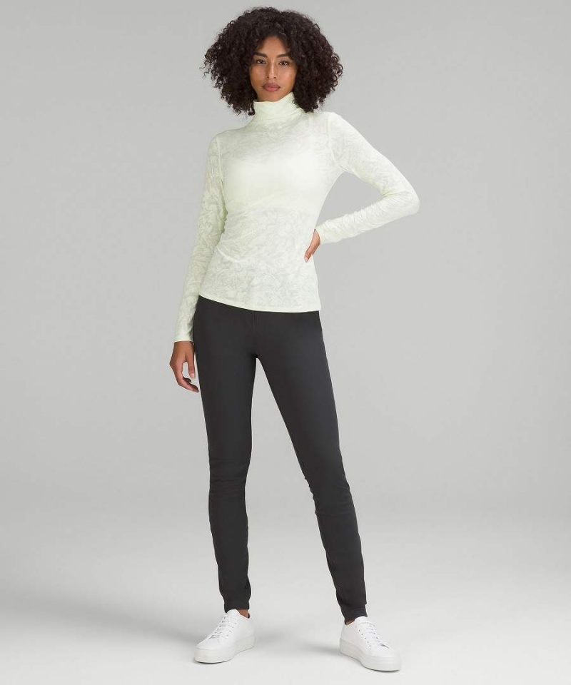 Lululemon Slim-Fit Jacquard Turtleneck Langarmhemd Damen Weiß | 0689CZYTM