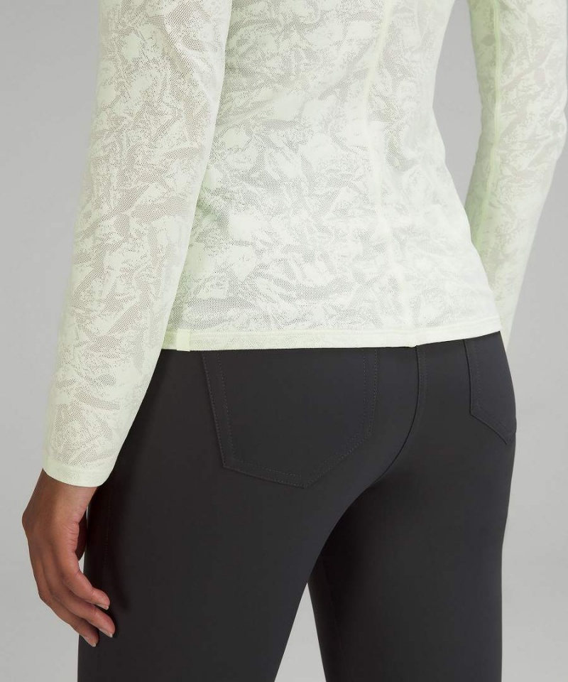 Lululemon Slim-Fit Jacquard Turtleneck Langarmhemd Damen Weiß | 0689CZYTM