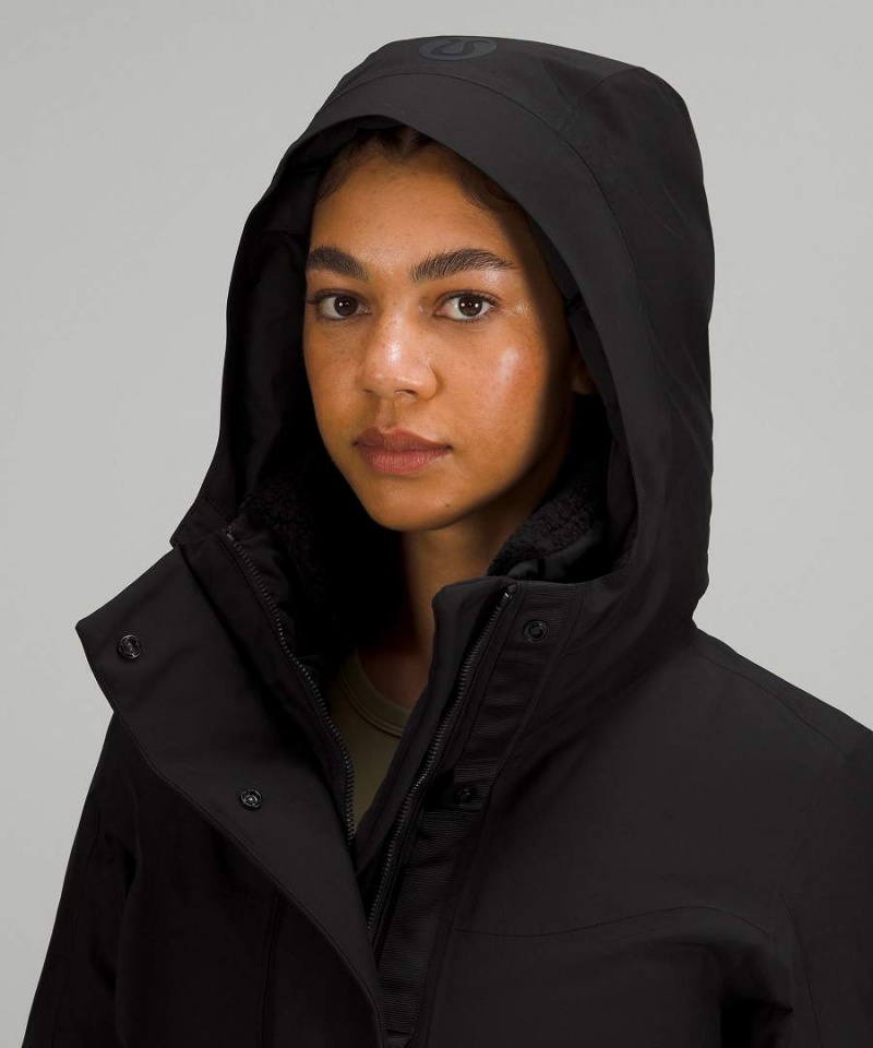 Lululemon Snow Warrior Long Parka Damen Schwarz | 0965PFTJE