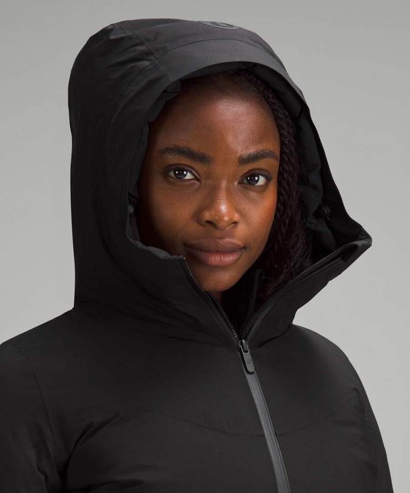 Lululemon StretchSeal Sleet Street Long Jacken Damen Schwarz | 8537FHZCW