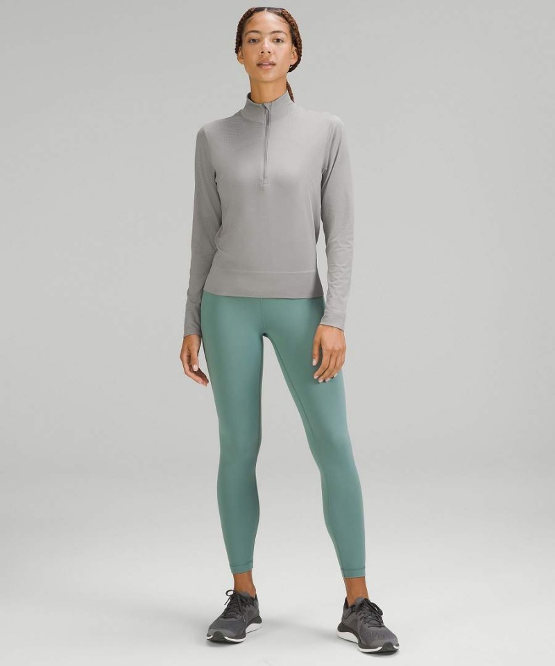 Lululemon Swiftly Relaxed Half Zip Langarmhemd Damen Grau Weiß | 5680KAZFW