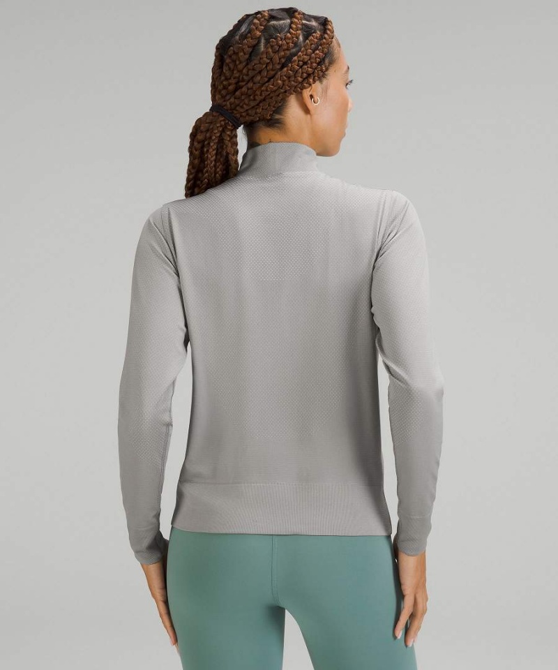 Lululemon Swiftly Relaxed Half Zip Langarmhemd Damen Grau Weiß | 5680KAZFW