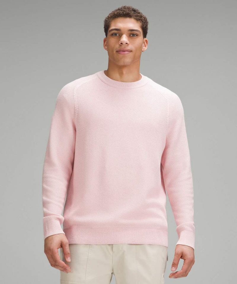 Lululemon Textured Knit Crewneck Pullover Herren Rosa | 7680LCNKT