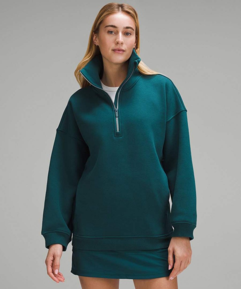 Lululemon Thick Fleece Half Zip Sweatshirts Damen Türkis | 9135AYJCE