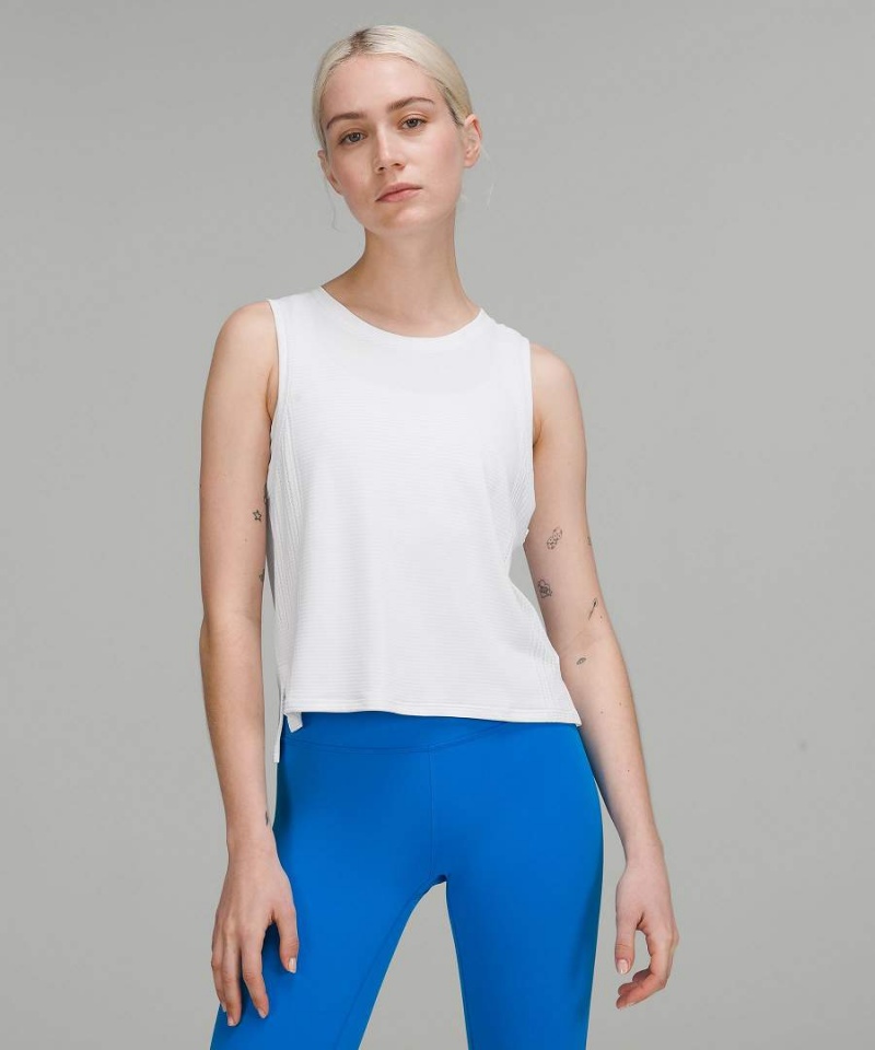 Lululemon Train to Be High-Low Hem Tanktop Damen Weiß Weiß | 5012RTIQK