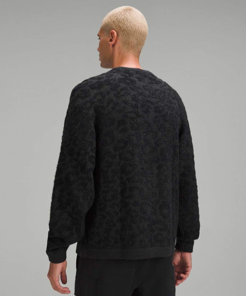 Lululemon Wolle-Blend Jacquard Pullover Herren Leopard Tiefesgrau Schwarz | 0584JBTDM