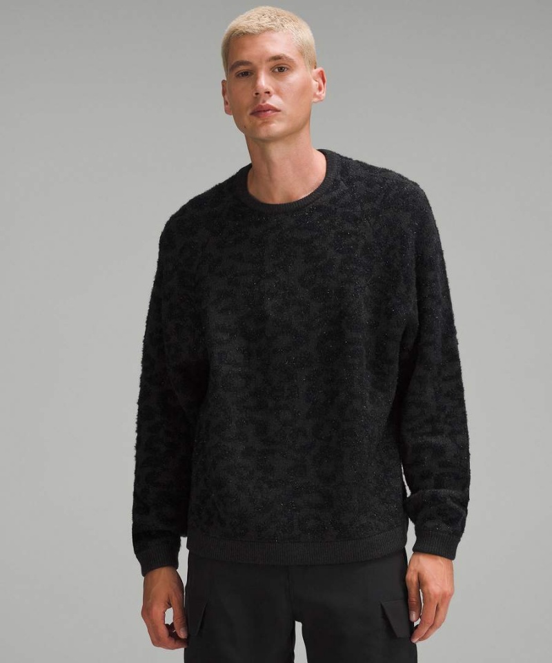 Lululemon Wolle-Blend Jacquard Pullover Herren Leopard Tiefesgrau Schwarz | 0584JBTDM