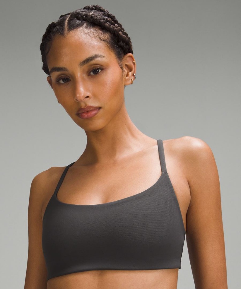 Lululemon Wunder Train Riemchen Racer Bra Light Support, A/B Cup Twill Sport BH Damen Tiefesgrau | 0136FKDJG