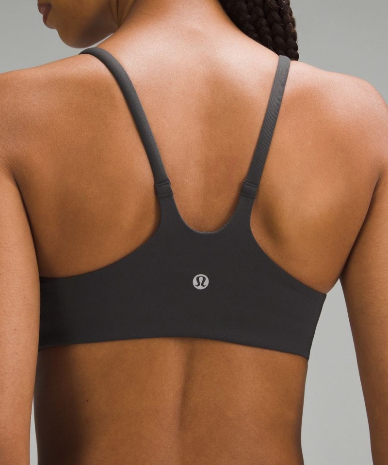 Lululemon Wunder Train Riemchen Racer Bra Light Support, A/B Cup Twill Sport BH Damen Tiefesgrau | 0136FKDJG