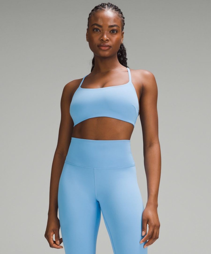 Lululemon Wunder Train Riemchen Racer Bra Light Support, C/D Cup Sport BH Damen Blau | 3829YODIU