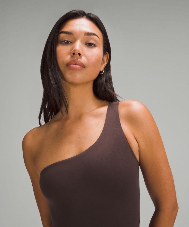 Lululemon Wundermost Ultra-Soft Nulu Asymmetrical Body Damen Schokolade | 0695QBXTD