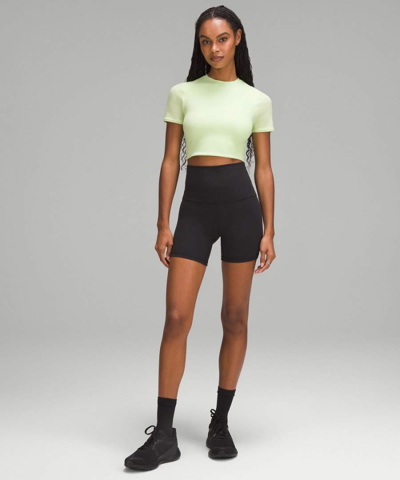 Lululemon Wundermost Ultra-Soft Nulu Crewneck Cropped T-shirts Damen Grün | 1639OCTEZ