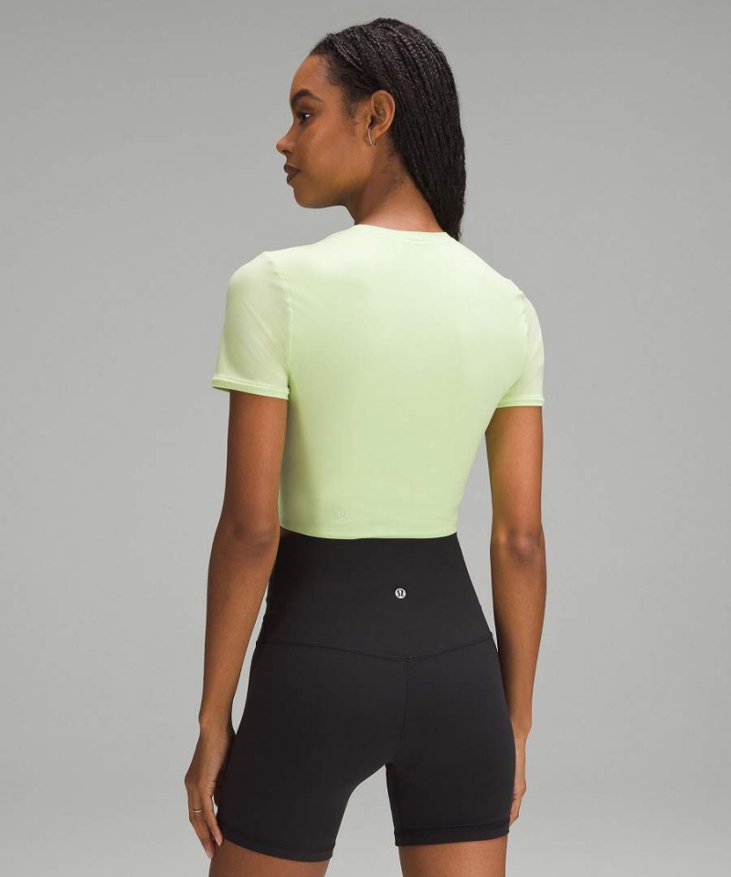 Lululemon Wundermost Ultra-Soft Nulu Crewneck Cropped T-shirts Damen Grün | 1639OCTEZ