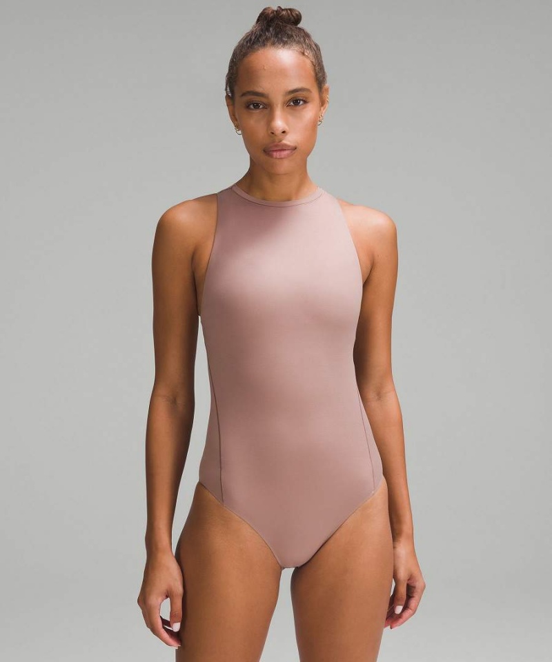 Lululemon Wundermost Ultra-Soft Nulu High-Neck Ärmellose Body Damen Rosa | 7285RXKDF